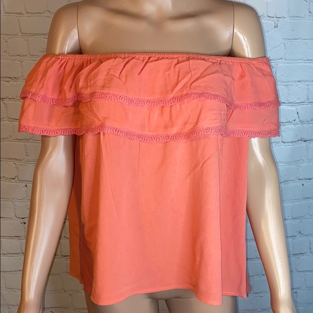 Lumiere strapless salmon colored top size small summer boho